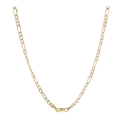 14K Two Tone Gold Textured Figaro Chain Necklace