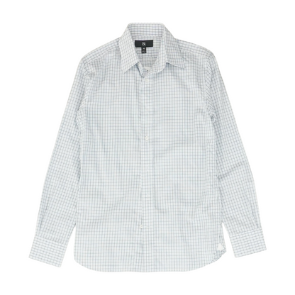 White Plaid Long Sleeve Button Down