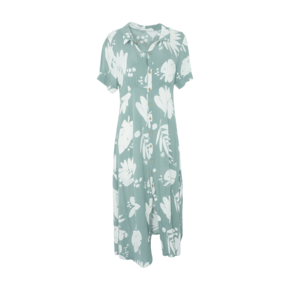 Green Floral Midi Dress