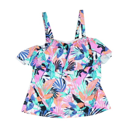 White Plus Tropical Swim Top