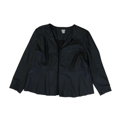 Black Plus Faux Leather Coat