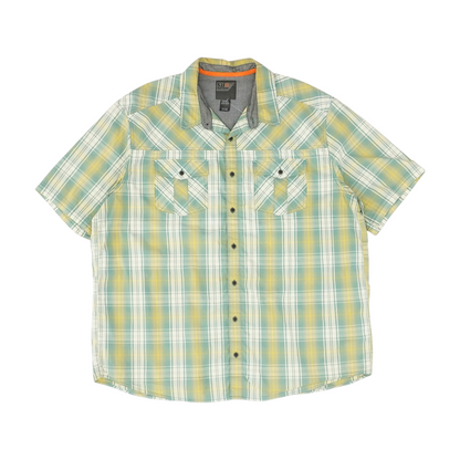 Green Plaid Short Sleeve Button Down