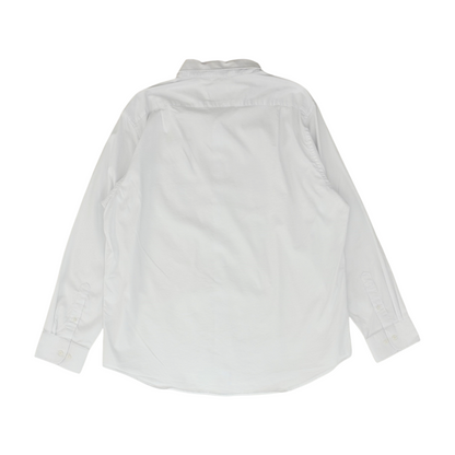 White Solid Long Sleeve Button Down