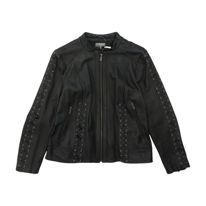 Black Solid Leather Jacket