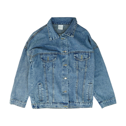 Blue Solid Denim Jacket