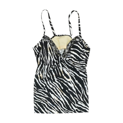 Black Animal Print Swim Top