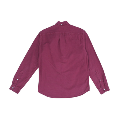 Maroon Solid Long Sleeve Button Down