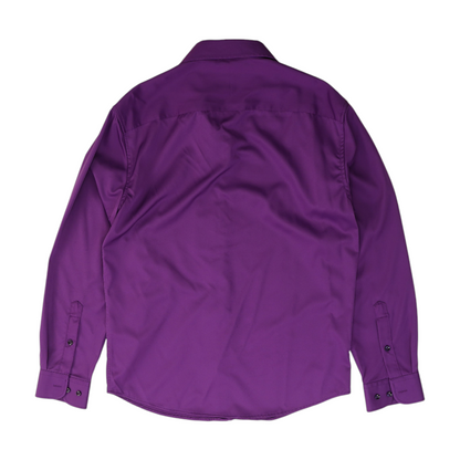 Purple Solid Long Sleeve Button Down