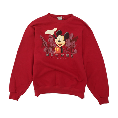 Vintage The Disney Store 'Mickey The One & Only' Red Crewneck Graphic Sweatshirt Pullover