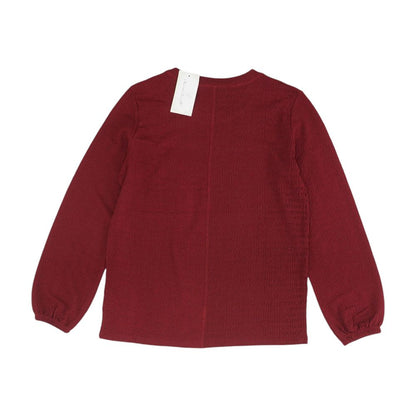 Burgundy Solid Long Sleeve Blouse