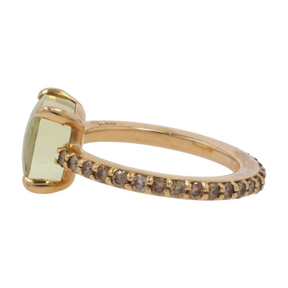7/8 Ct 18K Gold Diamond And Prasiolite Nude Cocktail Ring