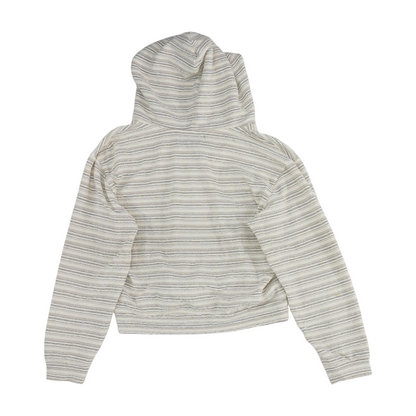 Beige Striped Hoodie Pullover