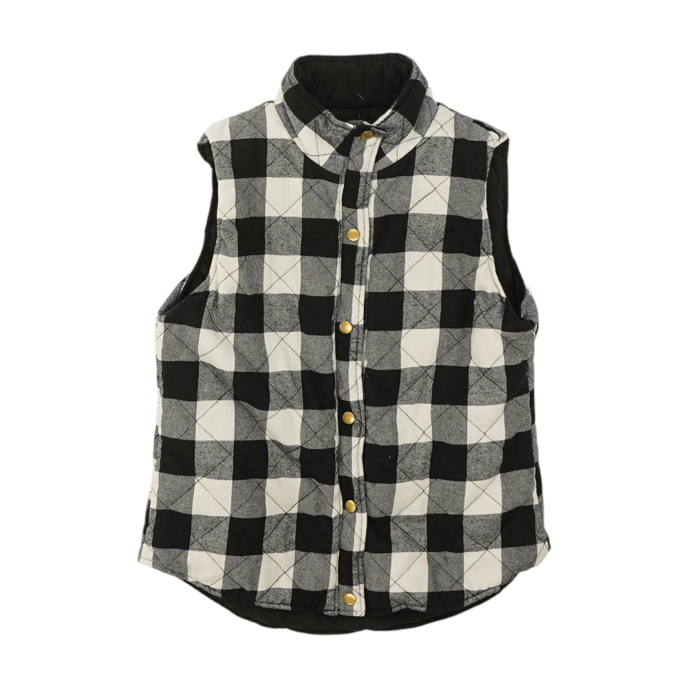 Black Petite Check Vest