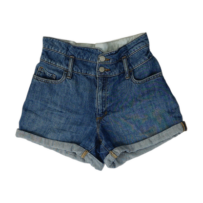 Blue Solid Denim Shorts
