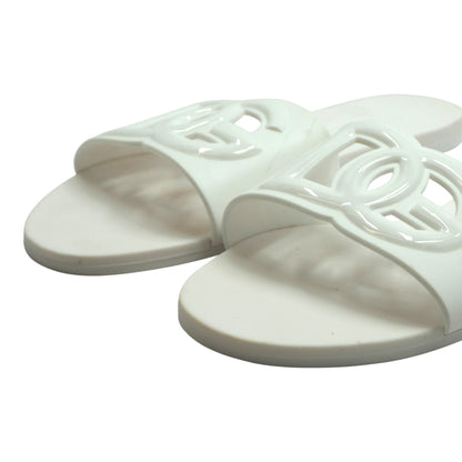 Bianca Interlocking Logo Rubber Pool Slides in White