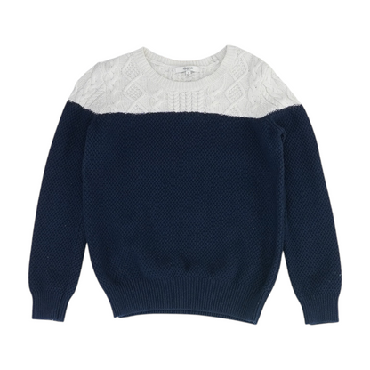 Navy Color Block Pullover Sweater