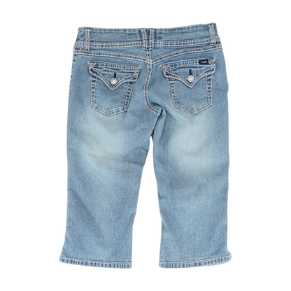 Blue Solid Denim Capris