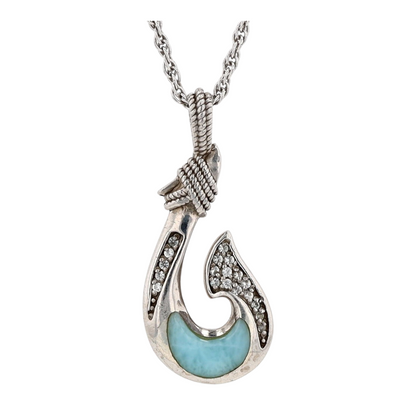 Sterling Silver Larimar Pendant Necklace