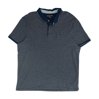 Navy Striped Short Sleeve Polo