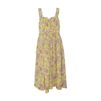 Yellow Floral Midi Dress