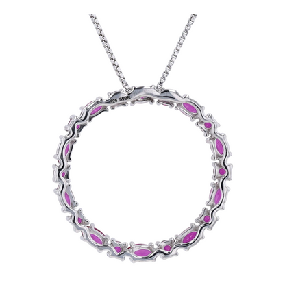 Sterling Silver Synthetic Ruby Pendant Necklace