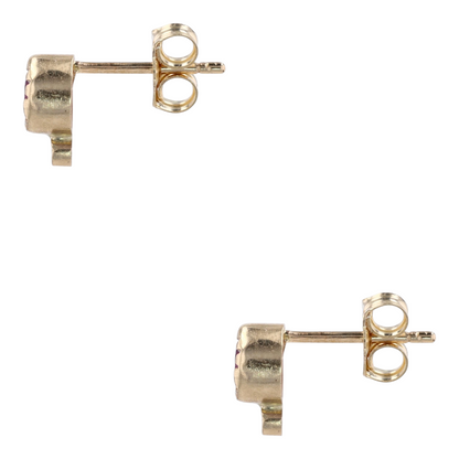 14K Yellow Gold Red Stone Stud Earrings