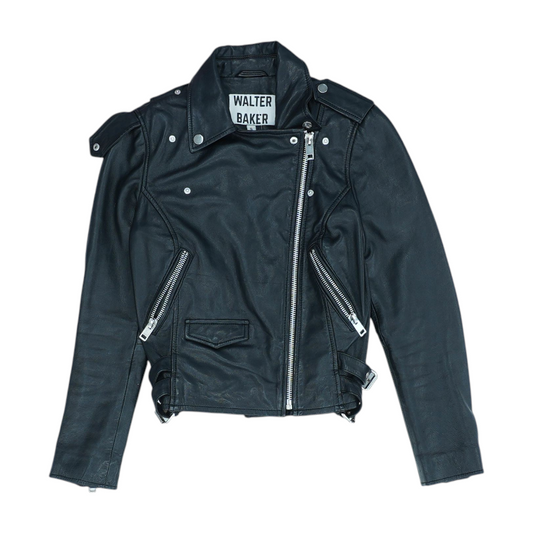 Black Solid Leather Jacket
