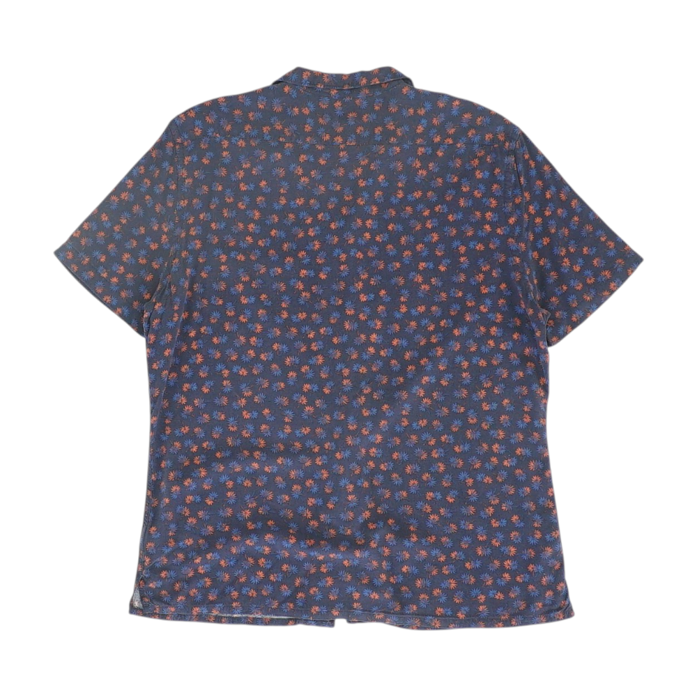 Navy Floral Short Sleeve Button Down