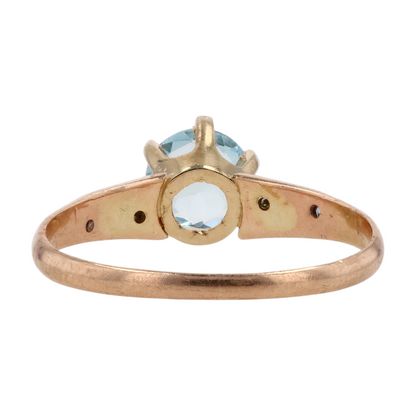 10K Yellow Gold Blue Stone Fashion Ring