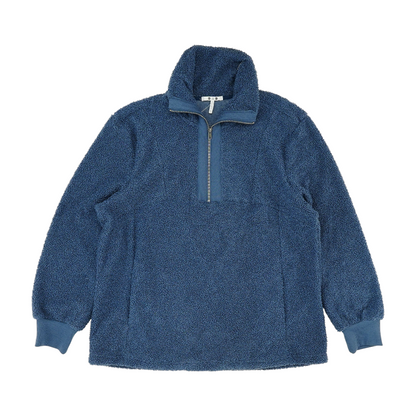 Blue Solid 1/4 Zip Pullover
