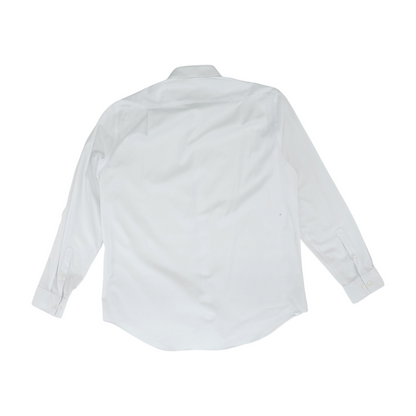 White Solid Long Sleeve Button Down