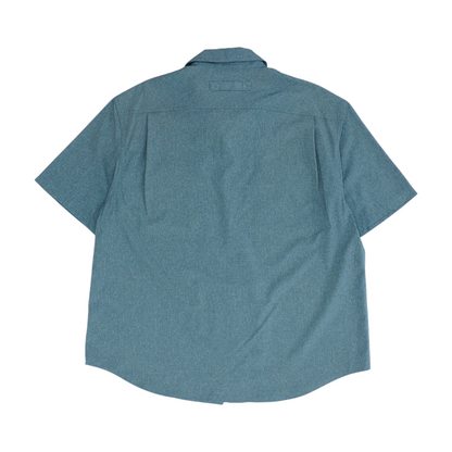 Gray Solid Short Sleeve Button Down