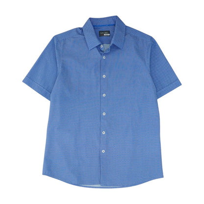 Blue Polka Dot Short Sleeve Button Down