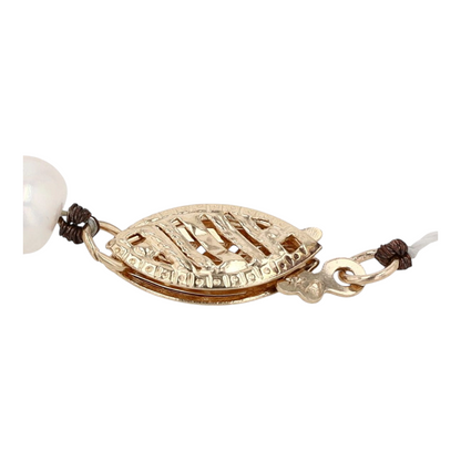 14K Yellow Gold Cultured Pearl Beaded Bracelet