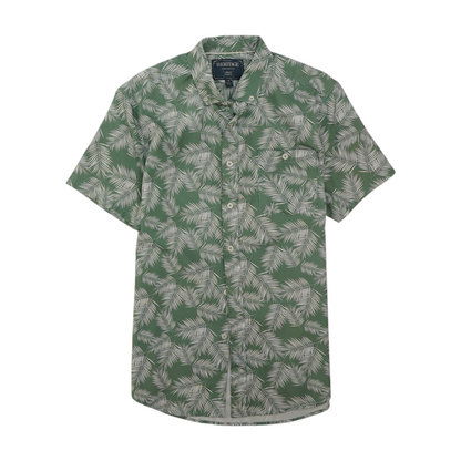 Green Tropical Short Sleeve Button Down
