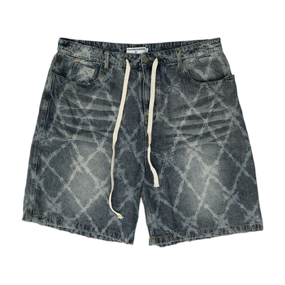 Blue Print Denim Shorts