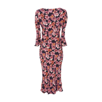 Black Floral Midi Dress