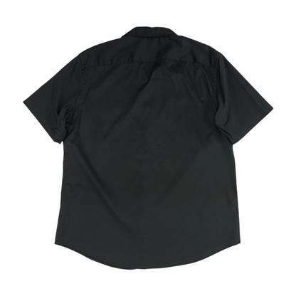 Black Solid Short Sleeve Button Down