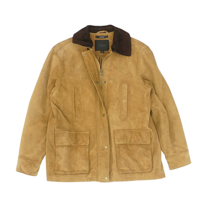 Brown Solid Leather Jacket