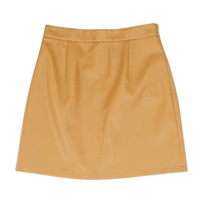 Brown Solid Mini Skirt