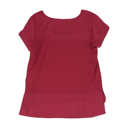 Pink Solid Short Sleeve Blouse