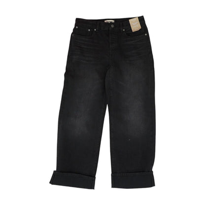 Black Solid High Rise Wide Leg Jeans