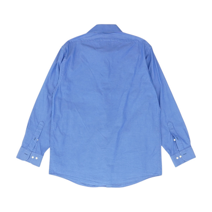 Blue Solid Long Sleeve Button Down