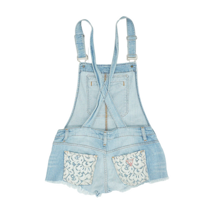 Blue Solid Overalls Shorts