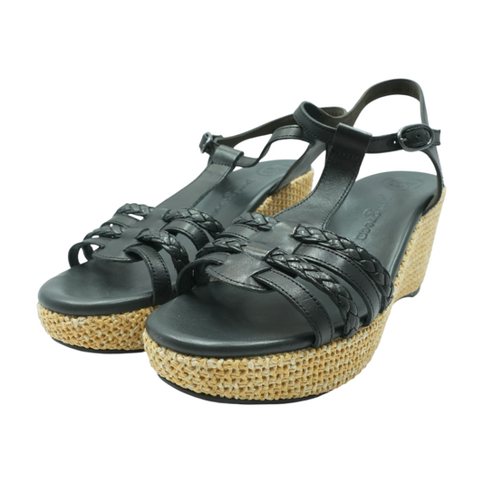 Black Wedged Sandals