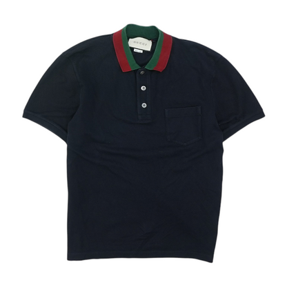2020 Navy Web Collar Cotton Piquet Polo