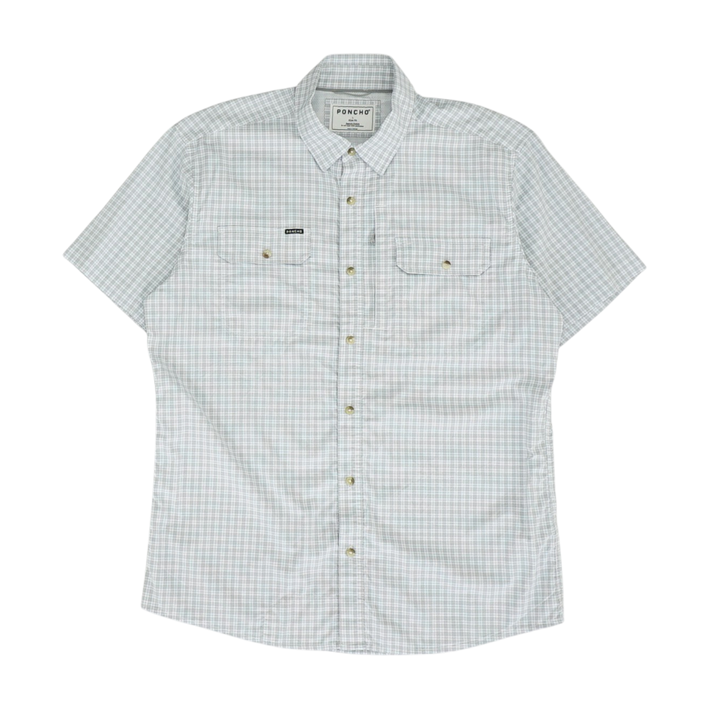 Gray Plaid Short Sleeve Button Down