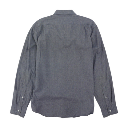 Blue Solid Long Sleeve Button Down
