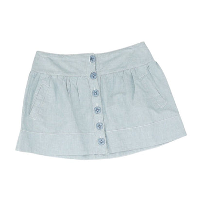 Blue Solid Mini Skirt
