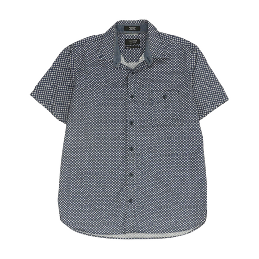 Navy Abstract Short Sleeve Button Down